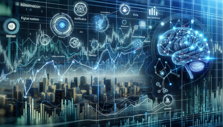 A stock market graph illustrating Adobe's growth with AI technology symbols and EarningsCall SamurAI interface showcasing financial insights.