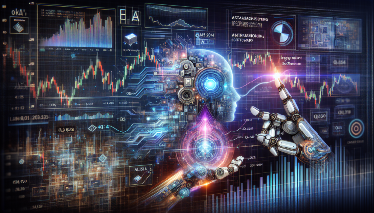 Graph showing Broadcom's stock performance with AI and semiconductor imagery