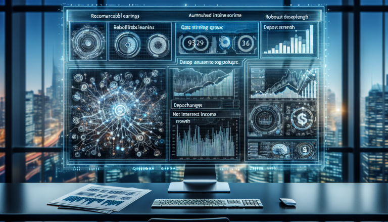 Financial dashboard showcasing Comerica's Q3 2023 earnings with AI technology elements