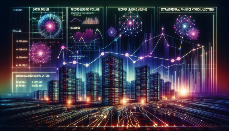 Graphical representation of Digital Realty's data center growth with AI elements illustrating financial performance metrics.