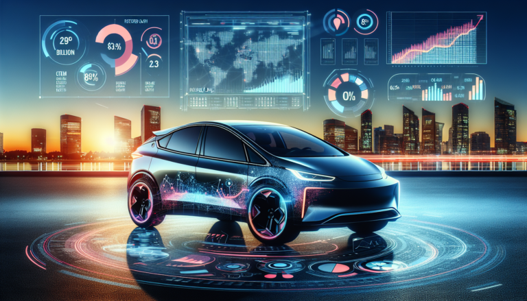 Tesla vehicle with financial data overlay illustrating Q3 2024 earnings highlights.