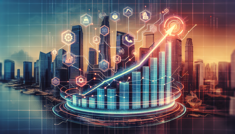 A financial growth chart and The Hartford building symbolizing strong performance and strategic growth.