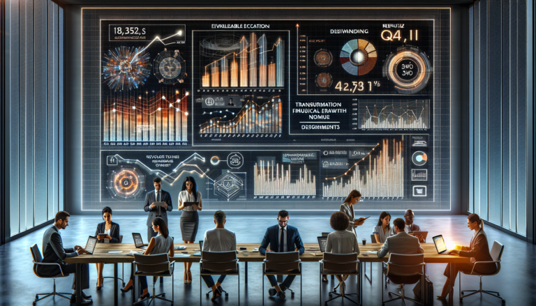 Office environment with financial graphs and professionals analyzing data related to Verisk Analytics.