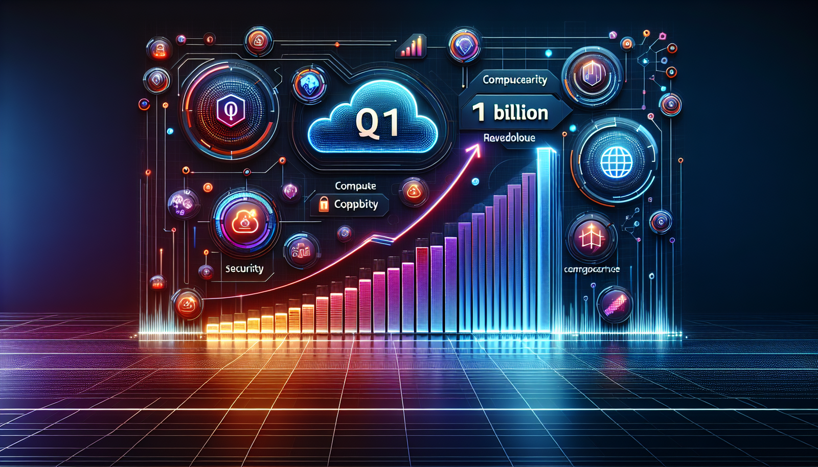 Infographic illustrating Akamai's Q3 2024 financial performance with a focus on $1 billion revenue and growth in security and compute segments.