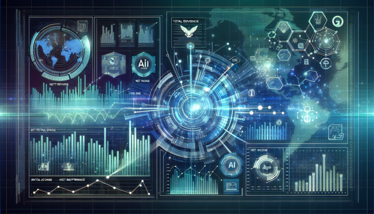 Digital dashboard showcasing Gartner's financial performance metrics for Q3 2024, enhanced by AI technology.