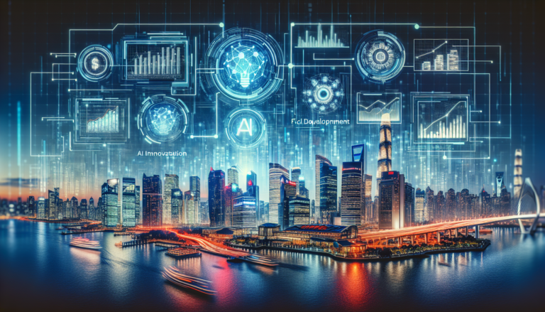 Futuristic city skyline with digital financial graphs symbolizing Adobe's Q4 2024 earnings and AI innovations.