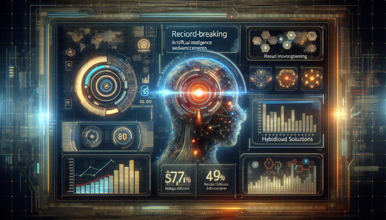 Futuristic financial dashboard showcasing HPE's record Q4 2024 revenue metrics and AI growth.