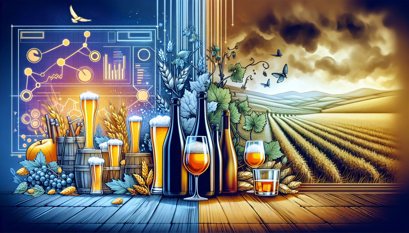 Illustration contrasting Constellation Brands' Beer Business and Wine & Spirits segment performance.