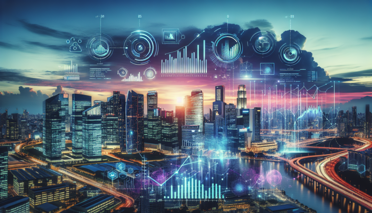 A city skyline with financial graphs overlay representing 3M's earnings performance.